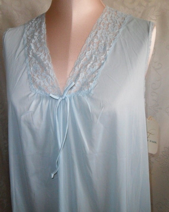 Vintage Nightgown Nylon Blue Romantic Negligee Vanity Fair