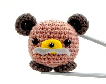 Amigurumi bear doll - Grandpa bear MochiQtie - Mochi size crochet animal toy doll