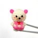 Amigurumi Neon pink pom pom ears BBQ MochiQtie - Mochi size crocheted amigurumi mini toy doll