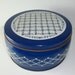 Vintage Blue Cookie Tin with Flowers - D182