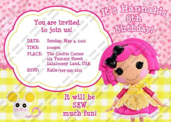 Baker Doll -  Birthday Party Invitation - 5x7 or 4x6 Invite Printable