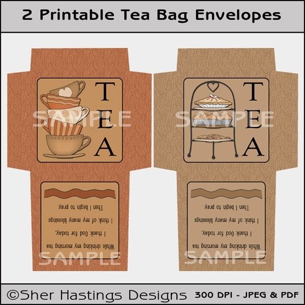 High Tea Tea Bag Envelope Printable Tea Bag Envelope