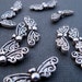 Antiqued Silver, Butterfly Wing Spacer Beads (10)