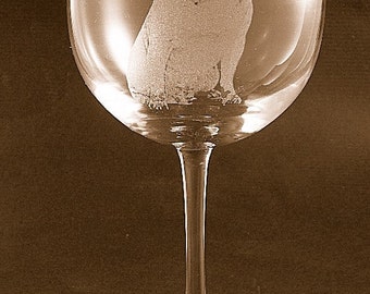 Etched Pug on Elegant Wine Glass (set of 2)