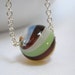 Hand Blown Glass Necklace, Rainbow Lampwork Pendant, Green, Brown, Orange, White, Blue, Multicolor Ball with Silver Plated Chain, Gift