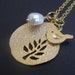 Bird Necklace, Tree Necklace, Leaf Necklace, Matte Gold Bird, Birdie, Sparrow, Tree of Life, Leaf, Pendant, Gold Necklace, Charm Necklace