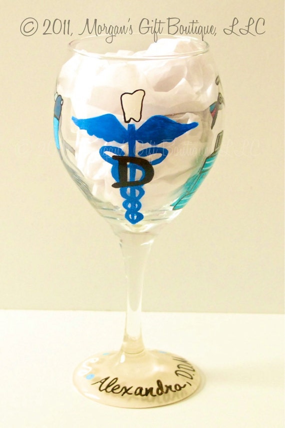 Dentist Hand Painted Wine Glass