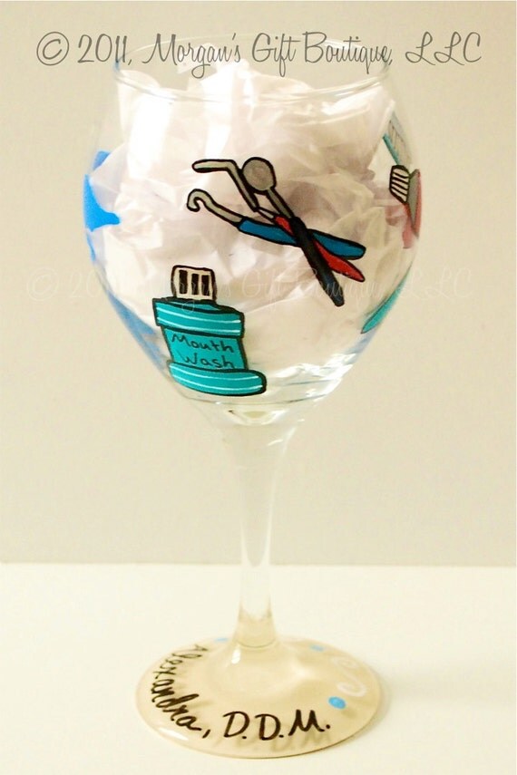 Dentist Hand Painted Wine Glass