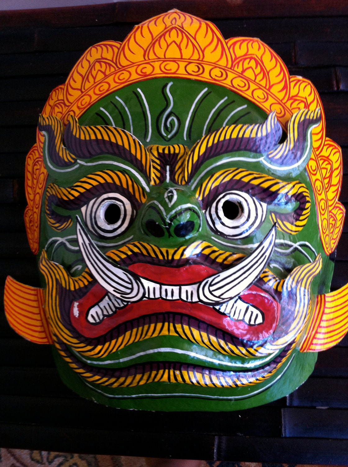 Hand painted Indonesian mask wall decor-Treasury Item