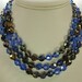 60s Marvella 3 Row Swarovski Aurora Borealis Necklace Vitrail Blues Smoke All Glass Beads