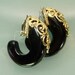 1980s Inna Cytrine Style Black Lucite Goldtone Earrings