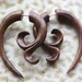 Fake Gauge Earrings - YASMINE - Hand Carved Natural Brown Sono Wood