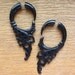 SIAM Fake Gauge Earrings - Natural Black Horn - Hand Carved Tribal Earrings