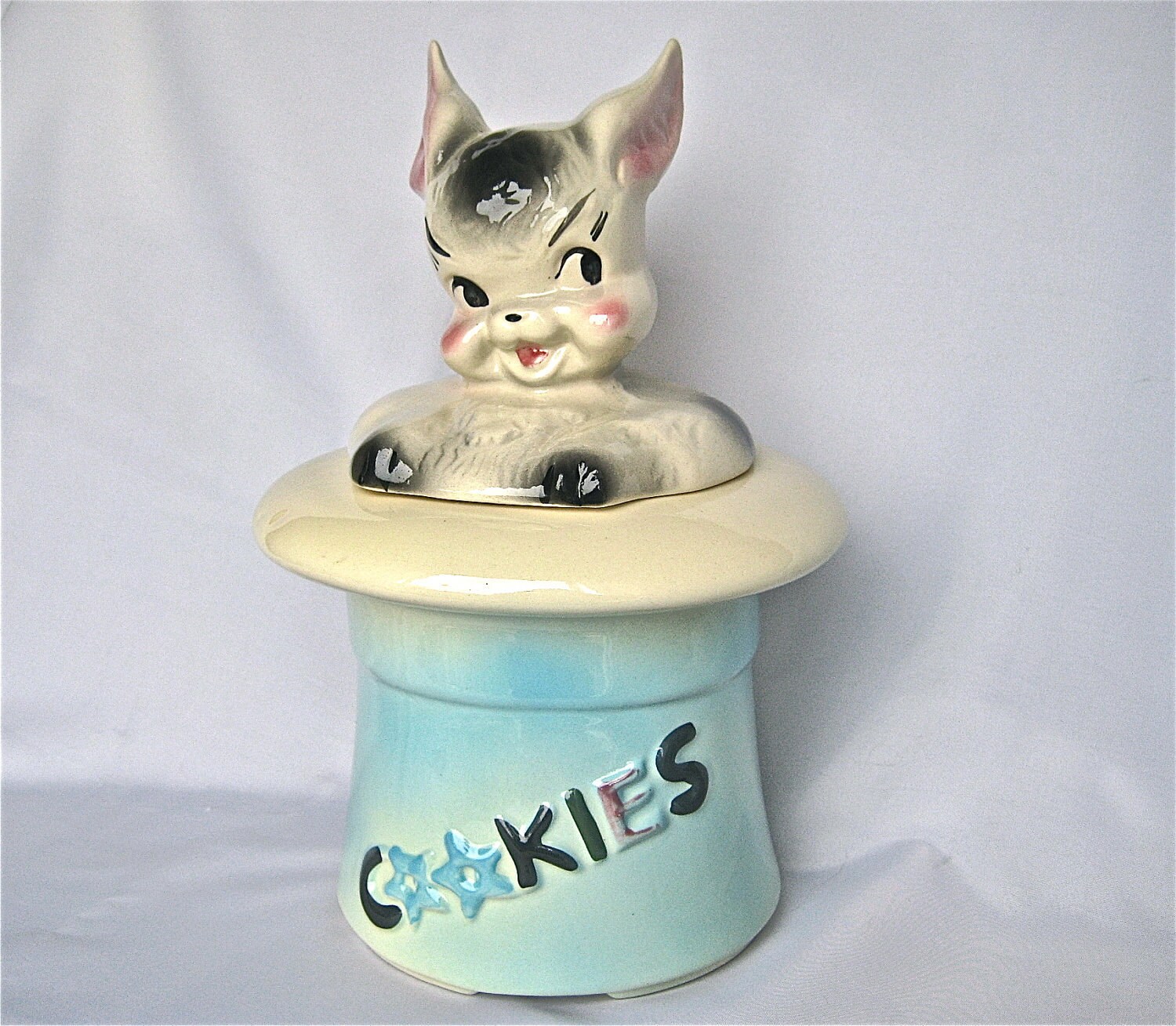 American Bisque Magic Bunny Cookie Jar 1950 USA LARGE by Bleuets