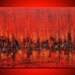 Red city - Original contemporary red, black abstract painting - Wonderfully textured red painting - Ready to hang