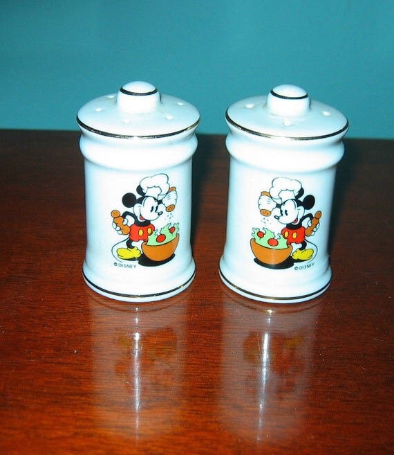 Vintage MICKEY MOUSE Salt and Pepper Shakers JAPAN Foiled