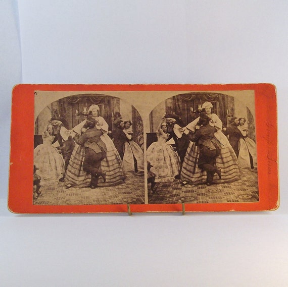VINTAGE Antique Stereoscope Card Stereoview Dancing