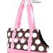 Personalized Pet Carrier Brown and White Polka Dot with Pink Trim Tote