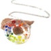 Rainbow dots Roy G Biv transparent fused glass donut ring necklace