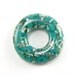 Teal and vanilla focal bead, fused glass donut cabochon for jewelry makers