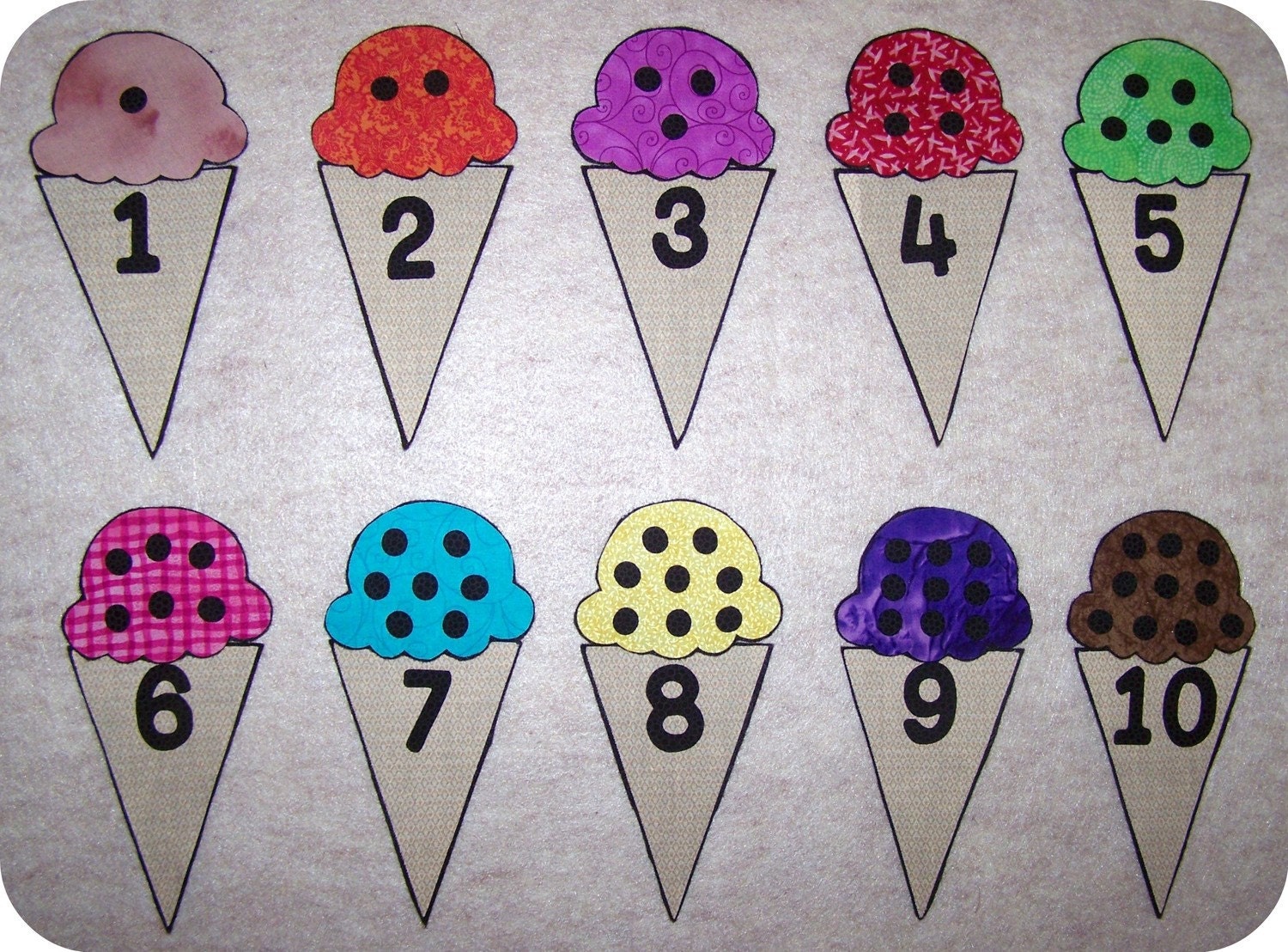 Ice Cream Cone Counting Flannel Felt Board Set