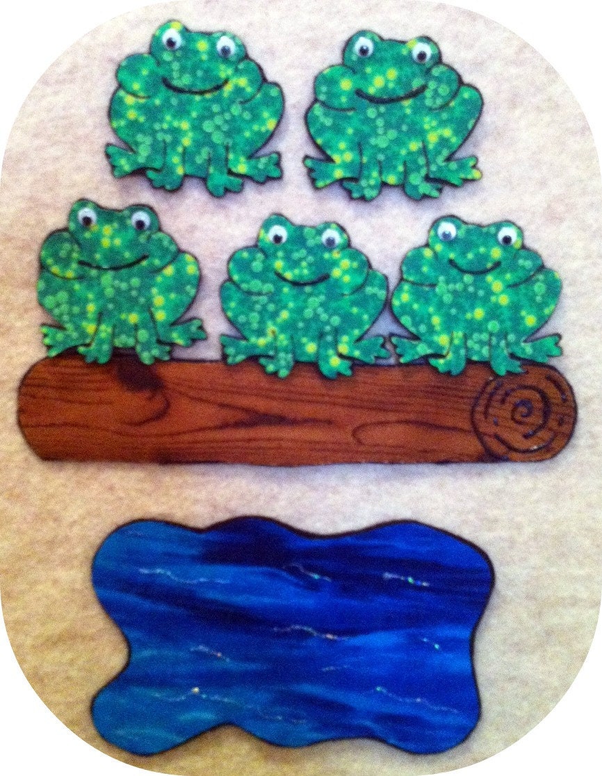 log2.h Speckled Flannel Green Board Song 5 Frogs Felt & Story