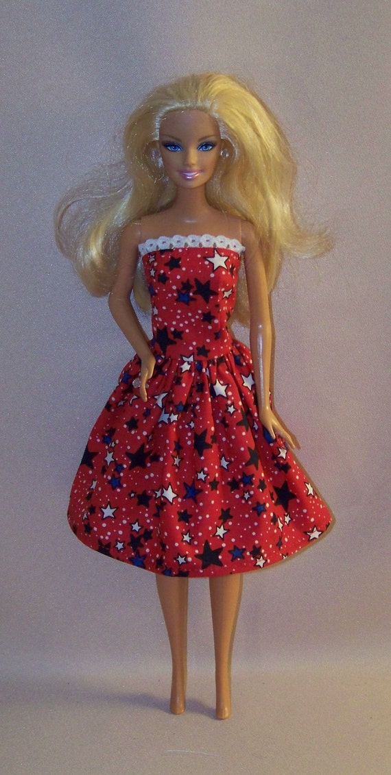 Handmade Barbie Doll Clothes Red White Blue by PersnicketyGrandma