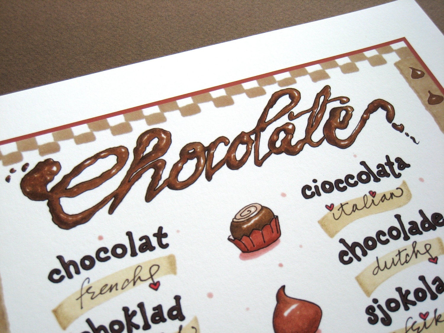 Chocolate in Different Languages Print Chocolate Word Art