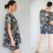 SALE Oversized chiffon top with black and white - off shoulder box tshirt - one size fits most from small to medium - clearance