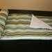 Ultra Soft Minky Baby Boy Blanket - green, blue, white, and brown stripe - WITH CUSTOM LETTER