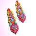 RESERVED One of a Kind Neon Handpainted Vintage Rhinestone Earrings