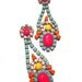 Long One of a Kind Neon Hand Painted Vintage Rhinestone Earrings - La Bohème V