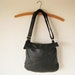 black leather purse with adjustable strap and small flap, handmade with eco friendly , repurposed materials