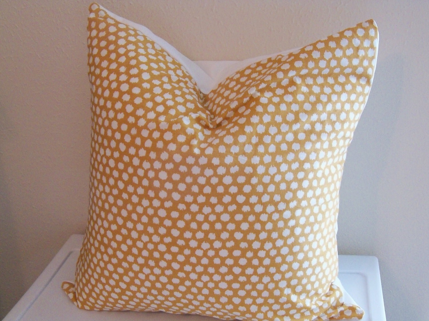 20x20 Ikat Dot Mustard Pillow Cover by ThePlumPeony on Etsy