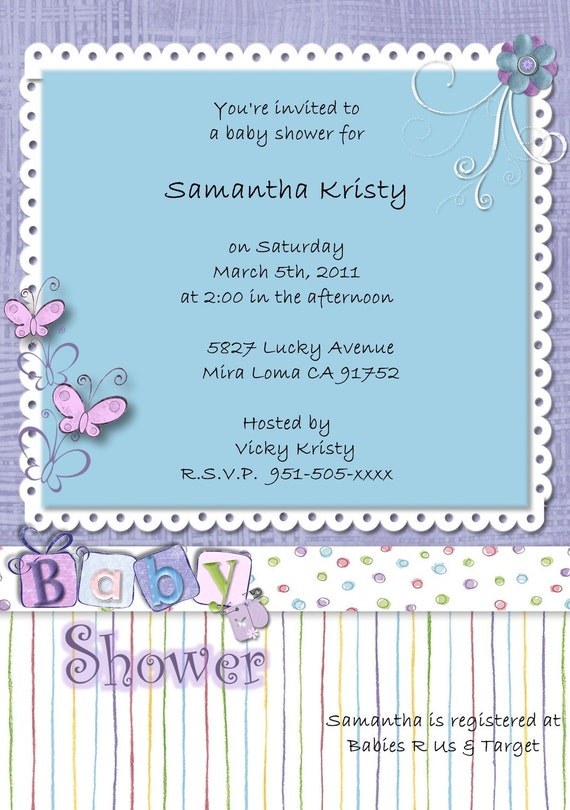 invitations baby shower costco at Butterfly, and DIY  Shower Girl, Invitation Baby  Purple Blue. Print