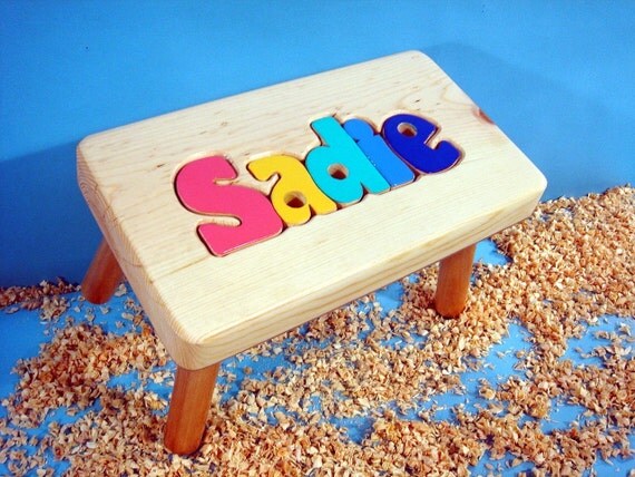 Personalized Wooden Puzzle Step Stool