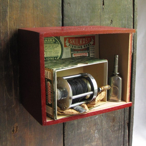 Vintage Fishing Reel Set Shadowbox