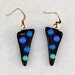 Black and Blue fused glass dots earrings. Sterling earwires. ON SALE 20% off