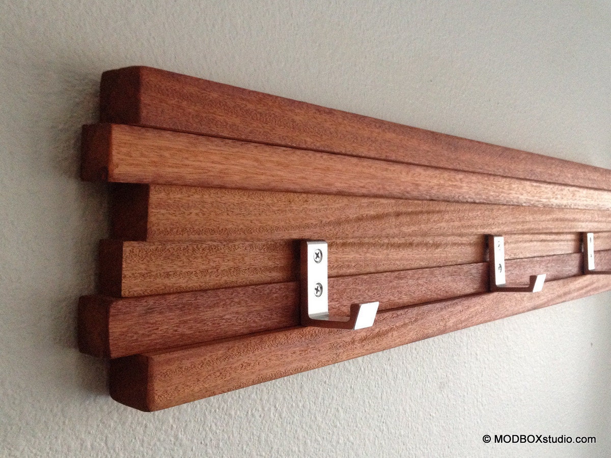 Coat Rack 5 Hook Modern Key Hat Minimalist Wall Hanging by MODBOX