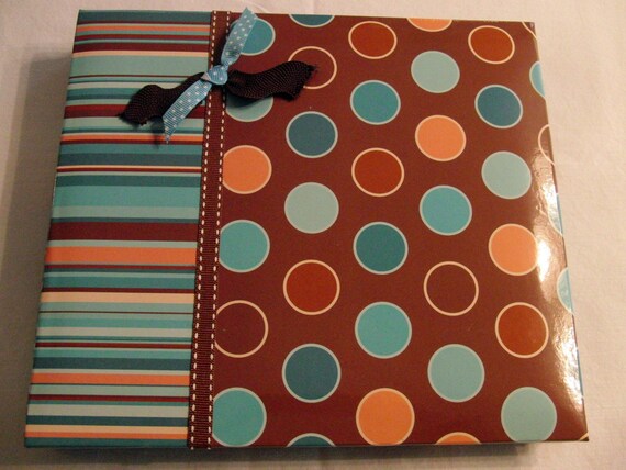 Premade Scrapbook Classic Turquoise and Brown 8x8 Ready made Scrapbook