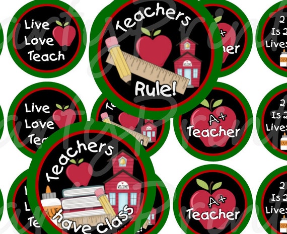 Items similar to Printable Bottlecap Art School Teacher on Etsy
