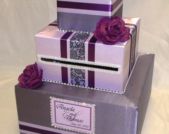 Elegant Custom Made Wedding Card Box-any color combination-rhinestone accent