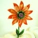 Reserved - Vintage Brooch Enameled Flower - Orange Zinnia with Purple 50's Excellent Vintage Condition