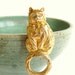 Vintage Rhinestone Cat Glasses Holder Brooch - Avon in Gold 1980's