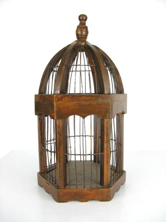 Dark Wood Bird Cage By Luxehabitat On Etsy