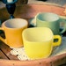 3 Vintage Painted Milk Glass Mugs