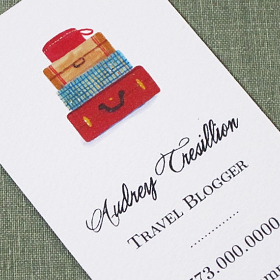 Travel Business Card with Suitcase Stack Set of 50