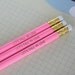 lets fall in love. three 3 flamingo pink pencils. take a leap of love for that certain someone, or writing in your diary.