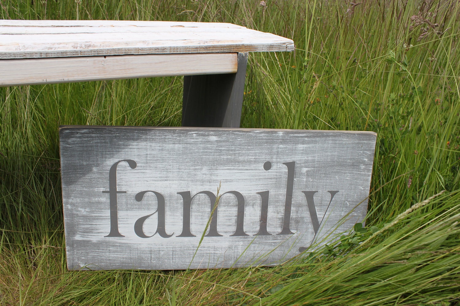 Distressed Aged Pine Wood Wall Art FAMILY Sign