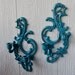 Pair of Vintage Ornate French Style Candle Wall Mount Holders Custom Painted Deep Aqua or in Your Choice of Color